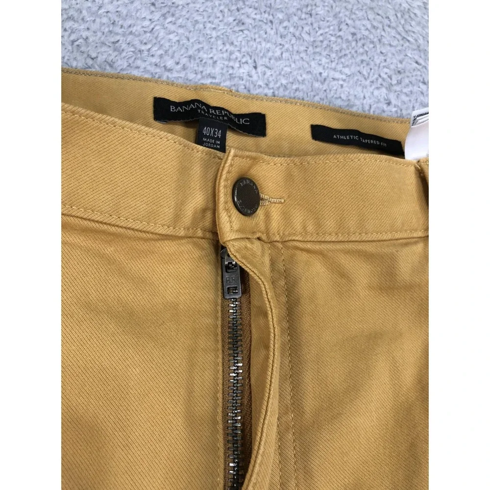 Banana Republic Pants Men 40x32 (Tag 40x34) Yellow Traveler Athletic Tapered Fit